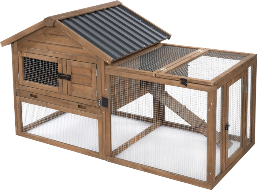 kaninbur - Stabil med integrert friløp: L 159,5 x B 80,4 x H 91,4 cm