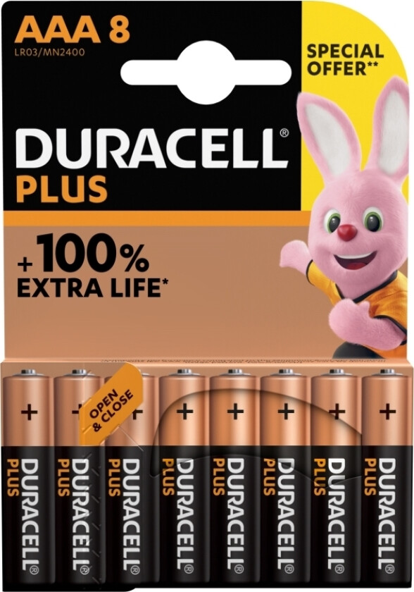Batteri Duracell Plus Power Aaa Alkaline 8Stk/Pak