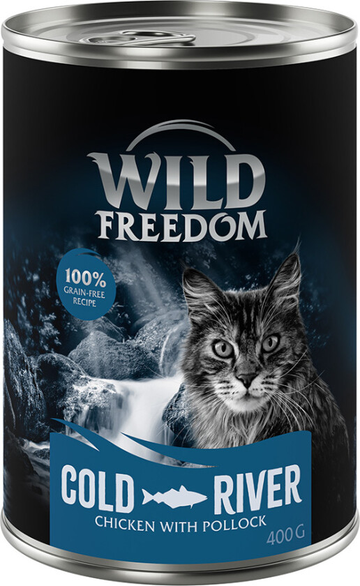5 + 1 gratis! Wild Freedom Adult 6 x 400 g - Cold River - Sei & Kylling