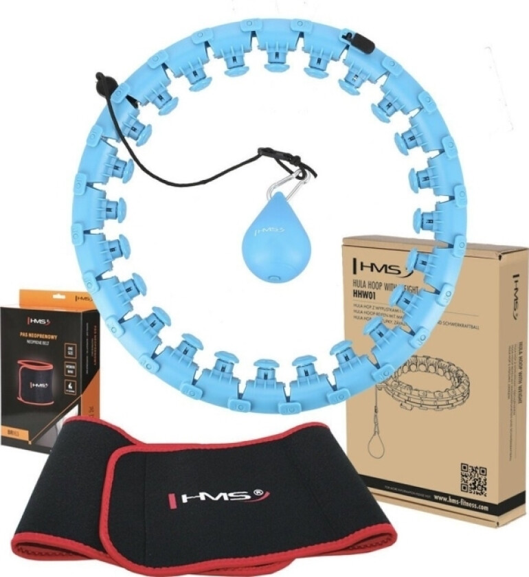 Hms Hula Hoop Med Nagler Og Vekt Hms Hhw01 Blå + Slankebelte Br163 Rød