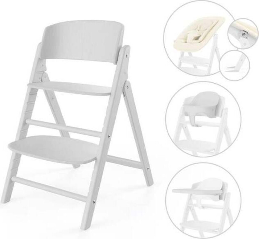 Click & Fold Matstol 4-in-1, All White - Sammenleggbare barnestoler - Bøk
