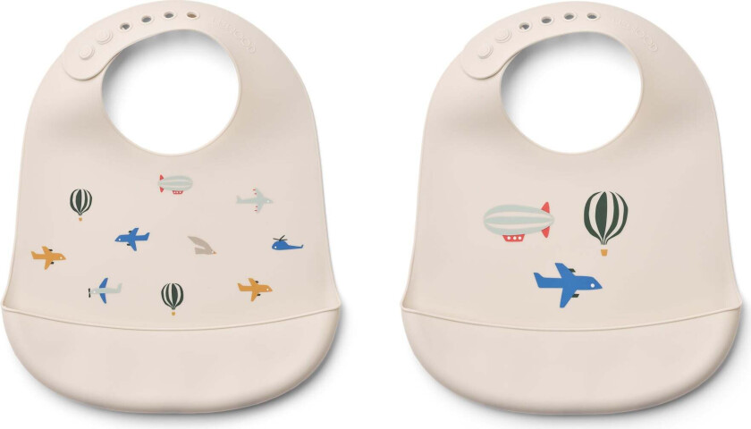 Tilda Mønstret Smekke Silikon 2-Pack, Aviator/Ecru - Tåteflasker & Tilbehør - Silikon