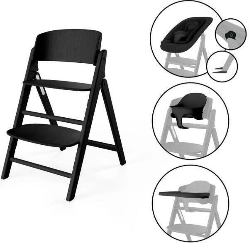 Click & Fold Matstol 4-in-1, Stunning Black - Sammenleggbare barnestoler