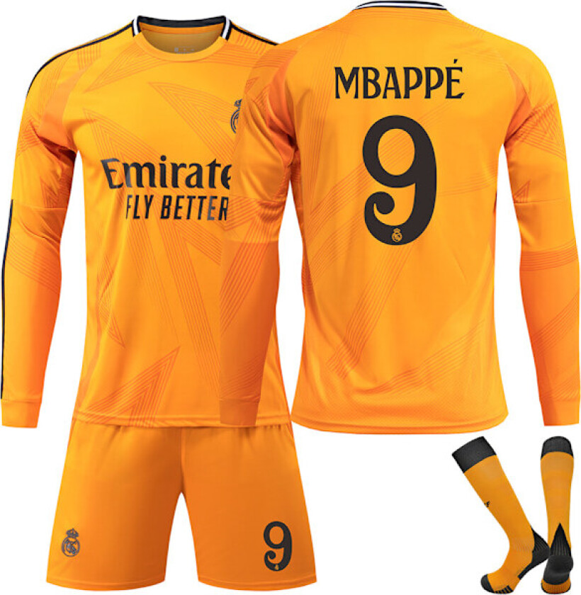 Bilde av 2425 Real Madrid Fotballdrakt Nr. 5 Bellingham 7 Vinicius Jr. Langarmet Fotballdraktsett for Voksne og Barn Nr. 9 MBAPPE No.9 MBAPPE 26