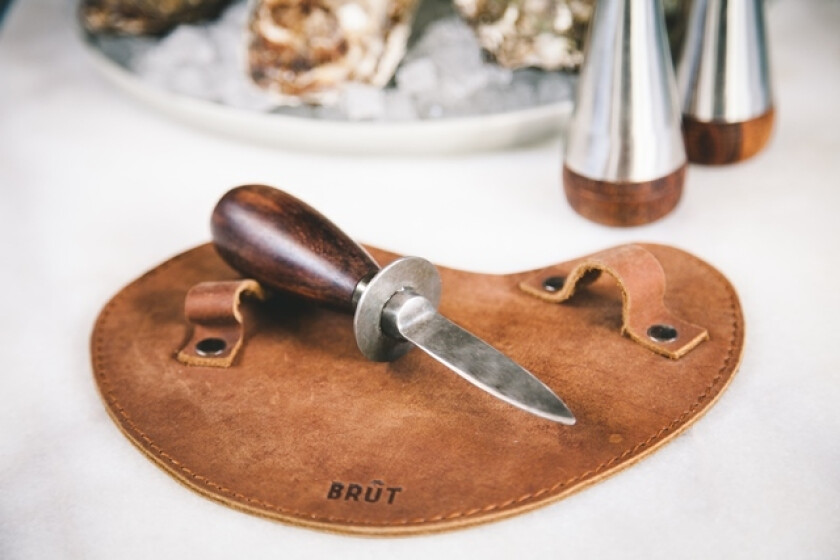 Østerskniv med håndbeskytter i lær