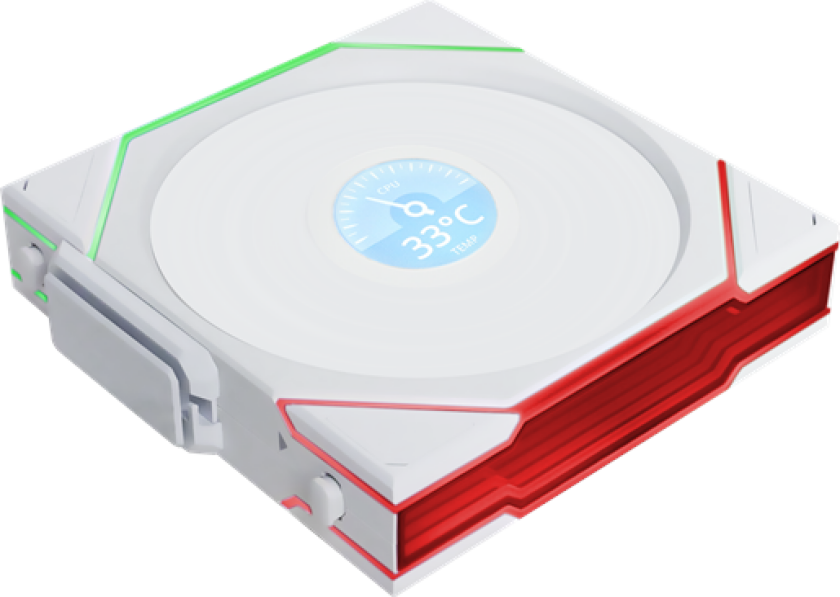 Bilde av UNI FAN TL Wireless LCD Reverse - Kabinettvifte - 120mm - Hvit med RGB-lys - 33 dBA