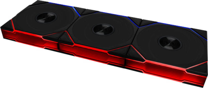 UNI FAN TL Wireless Reverse 3-pack - Kabinettvifte - 120mm - Svart med RGB LED-lys - 33 dBA