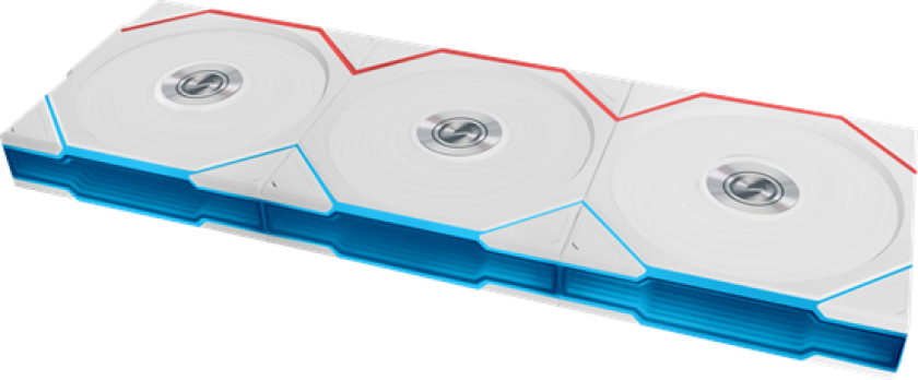 UNI FAN TL Wireless 3-pack - Kabinettvifte - 120mm - Hvit med RGB-lys - 33 dBA