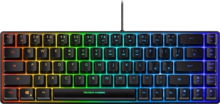 Tastatur Deltaco Gaming, Amerikansk Layout, Mini Rgb-Membran, Semi-Transparent, Svart / 4222268 / Gam-158-Us