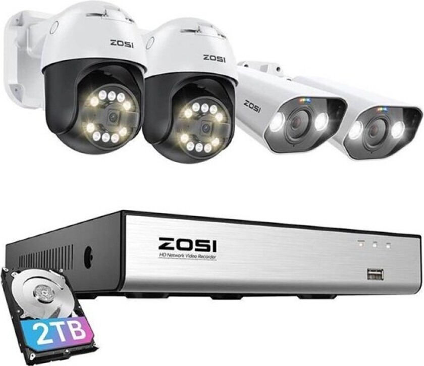 IP Camera 2 pcs C296 WiFi 5MP & 2 pcs C182 WiFi 8MP + NVR 8ch + 2TB HDD