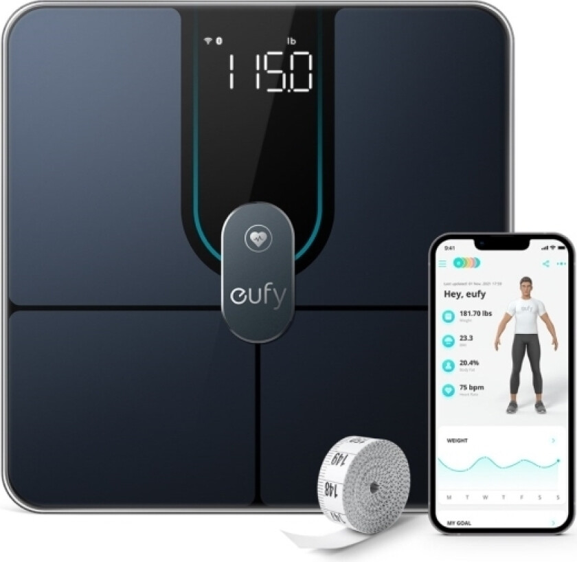 Badevekt Baderomsvekt. Smart Scale P2 Pro Svart