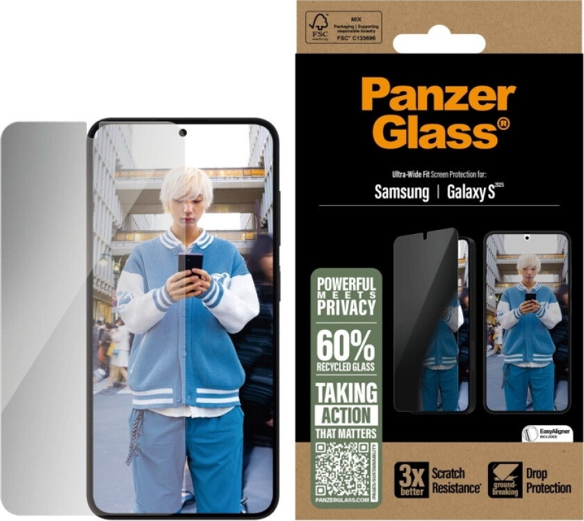 Panzerglass Privacy - Skjermbeskyttelse For Mobiltelefon - Ultrabred Passform - Glass - Med Personvernsfilter - 2-Veis