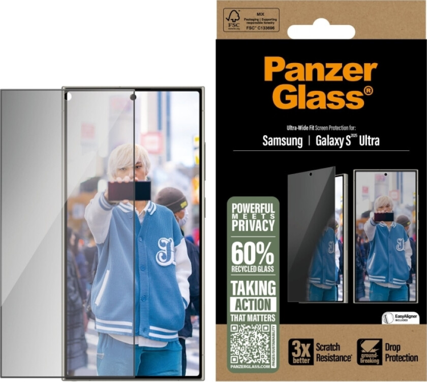Panzerglass Privacy - Skjermbeskyttelse For Mobiltelefon - Ultrabred Passform - Glass - Med Personvernsfilter