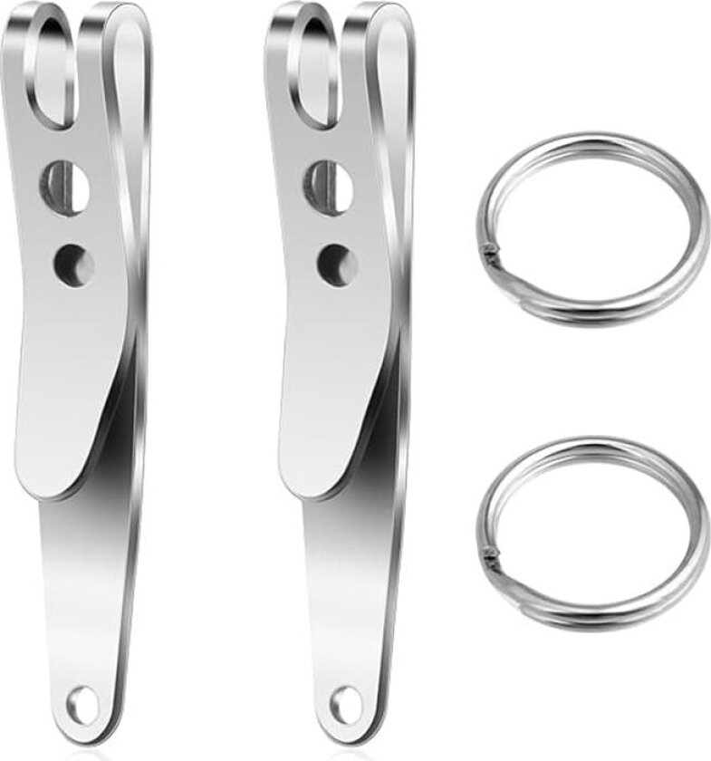 2-delt rustfritt stål Mini Suspension Clip nøkkelring lommeklips Sølv