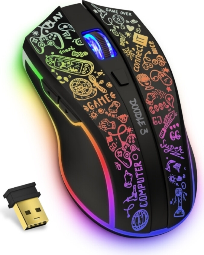 Connect It Cmo-3530-Dd, Ambidekstriøs, Optisk, Rf Kabel-Fri, 4800 Dpi, Sort