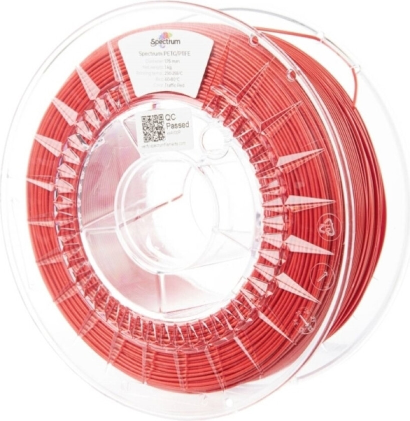 Spectrum Filaments 80746 Pet-G/Ptfe Filament Petg/Ptfe Kemisk Bestandig 1.75 Mm 1000 G Traffic Red, Rød 1 Stk