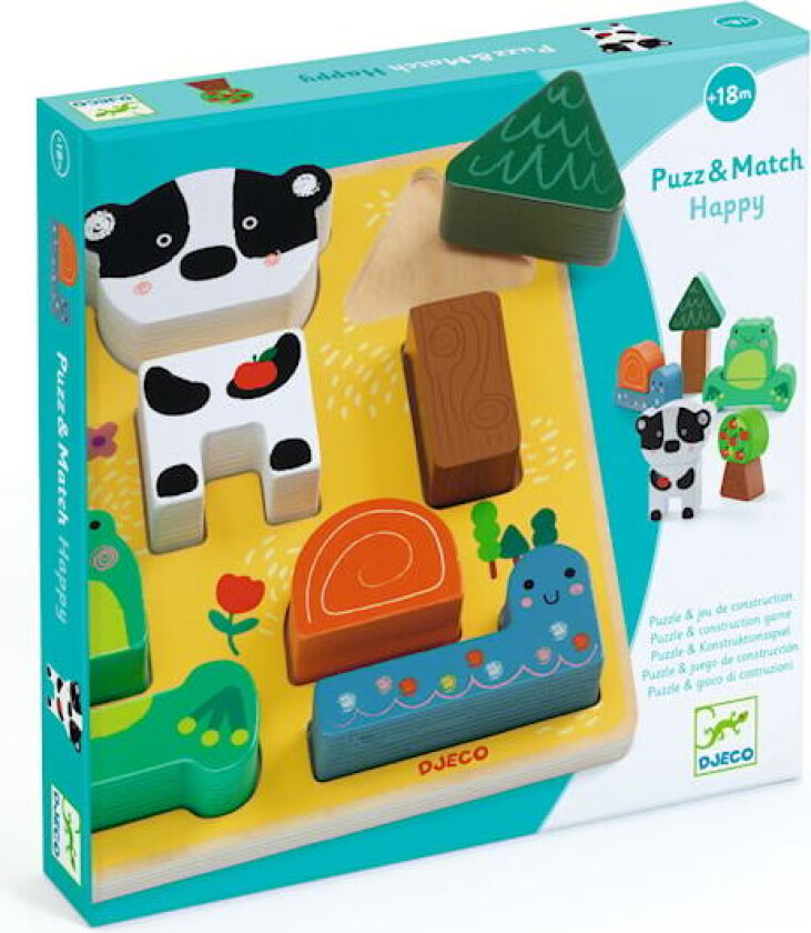 Puslespill og Byggeklosser 11 Biter Motiv med Dyr og Trær Djeco