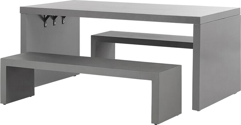 Hagemøbler sett med bord og 2 benker TARANTO - Grå