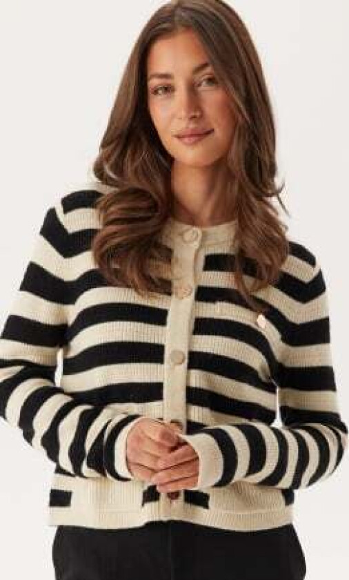 Vidrea L/S O-NECK KNIT CARDIGA Birch Stripes:black Beauty S