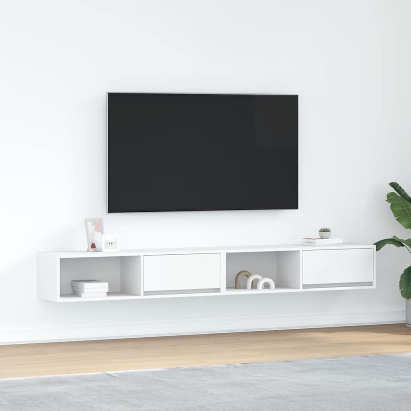 TV-benker 2 stk hvit 100x31x25,5 cm konstruert tre