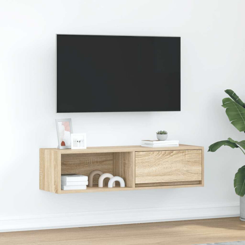 TV-benk sonoma eik 100x31x25,5 cm konstruert tre