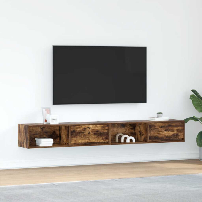 TV-benker 2 stk røkt eik 100x31x25,5 cm konstruert tre