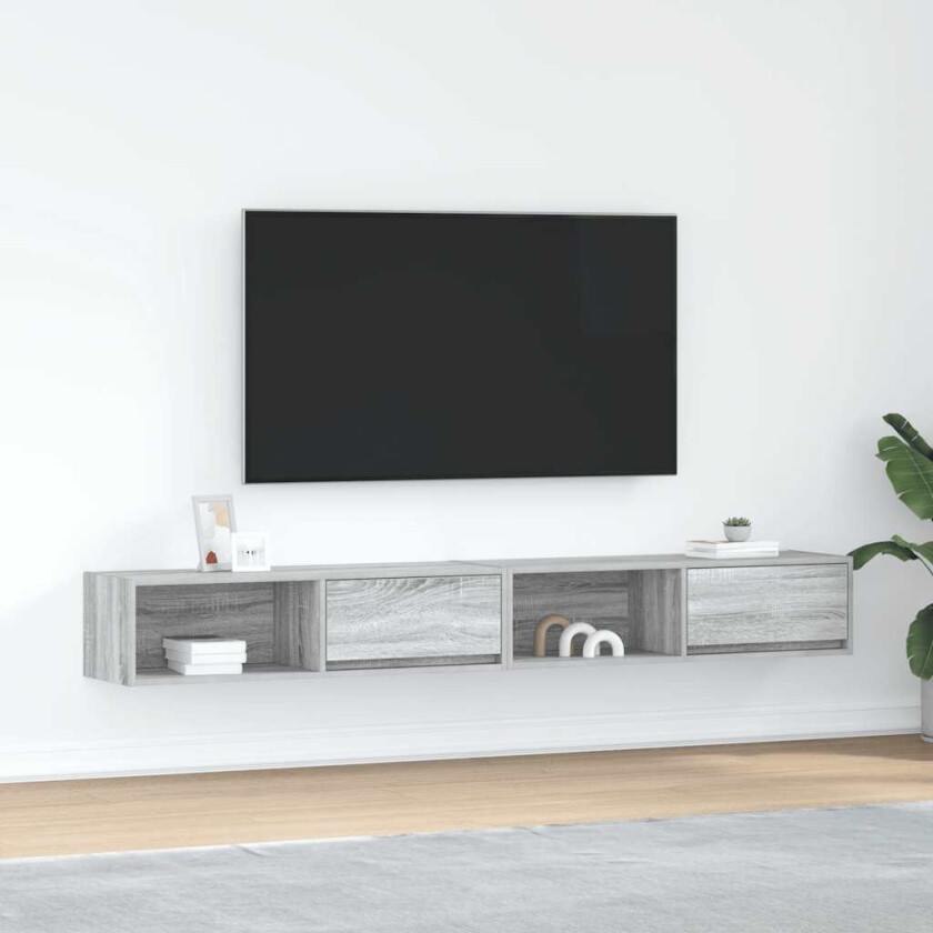 TV-benker 2 stk grå sonoma 100x31x25,5 cm konstruert tre