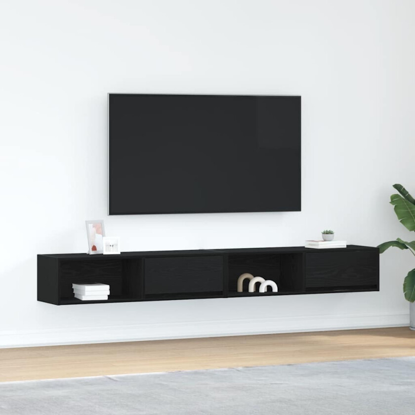 TV-benker 2 stk svart eik 100x31x25,5 cm konstruert tre