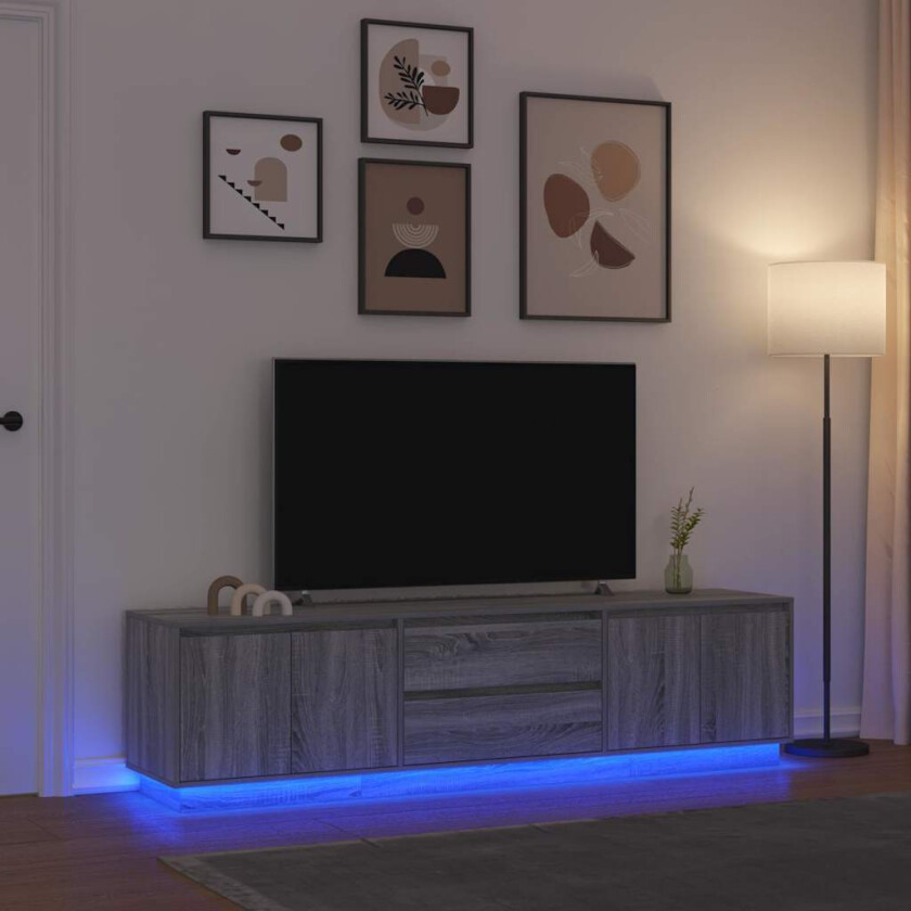 TV-benk med LED-lys gammelt tre 100x41x50 cm
