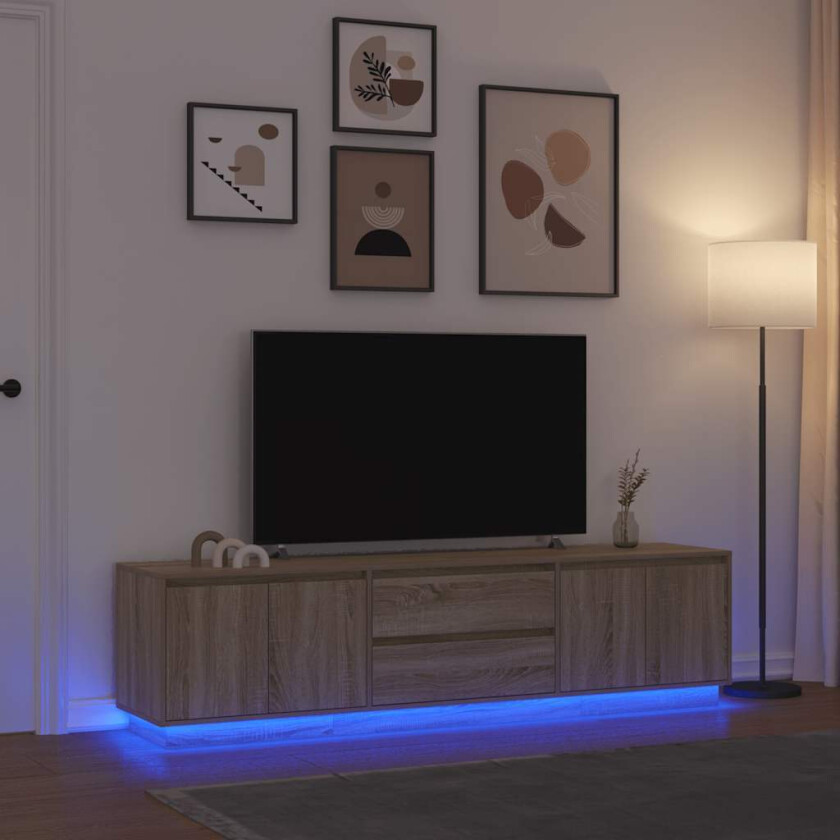 TV-benk med LED-lys sonoma eik 193,5x41x50 cm