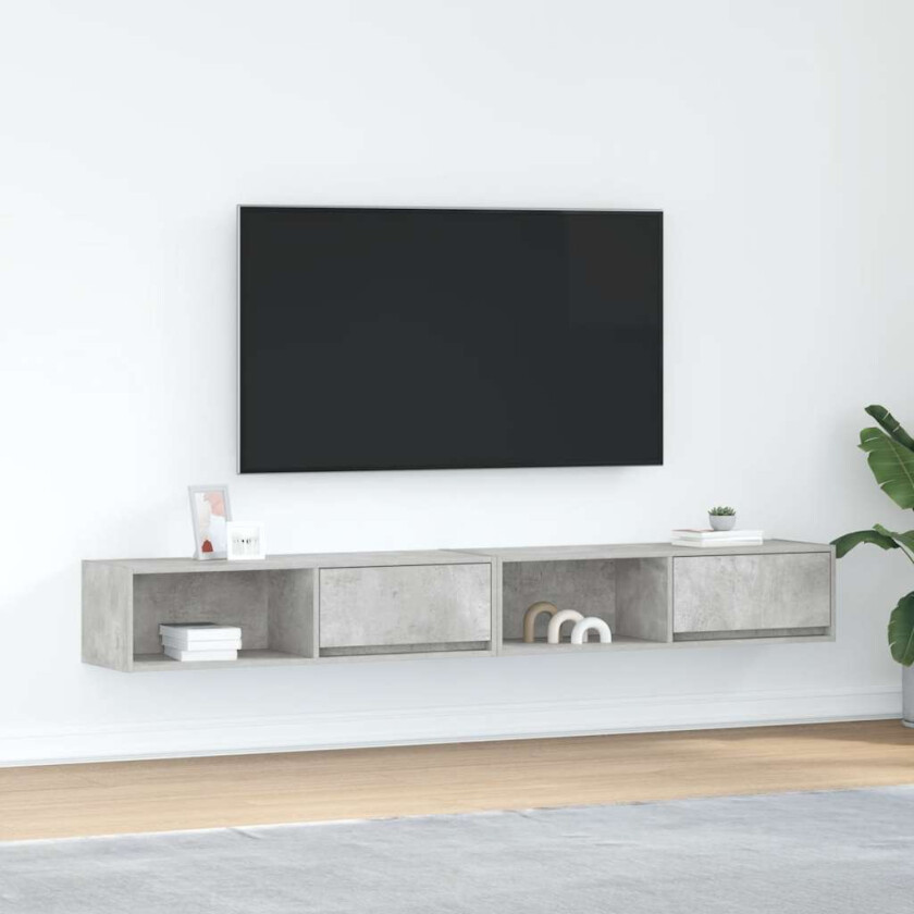 TV-benker 2 stk betonggrå 100x31x25,5 cm konstruert tre