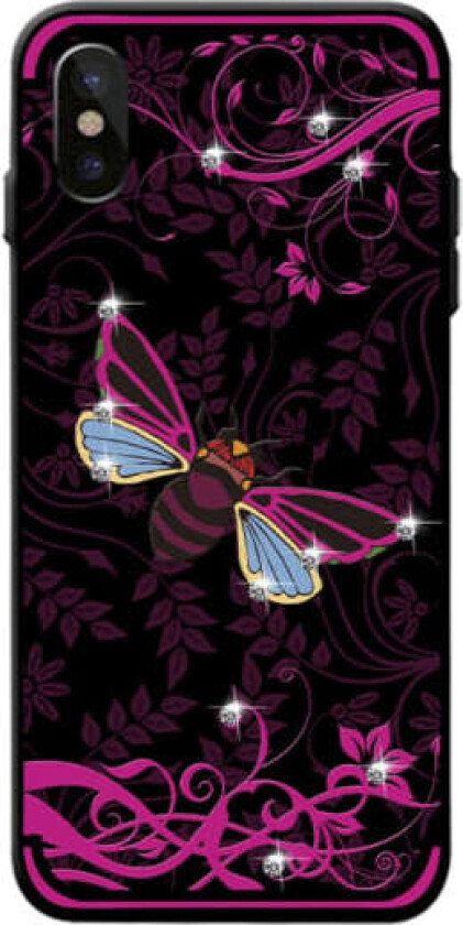 NXE Insect Pattern Rhinestone Decor TPU Cover for iPhone X - Rose Bee