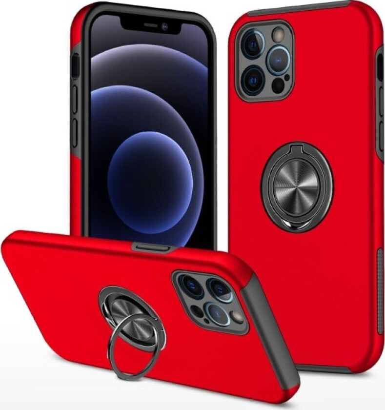 iPhone 13 Finger Ring Kickstand Hybrid Case - Red Red