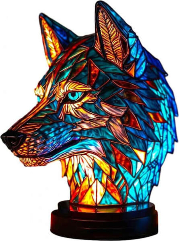 Dyr Bordlampe Serie Farget Harpiks Elefant Dragen Ulv Lampe Retro Sengelampe Tiffany Stil Nattlampe Bohemian Harpiks Lampe for Soverom - WELLNGS