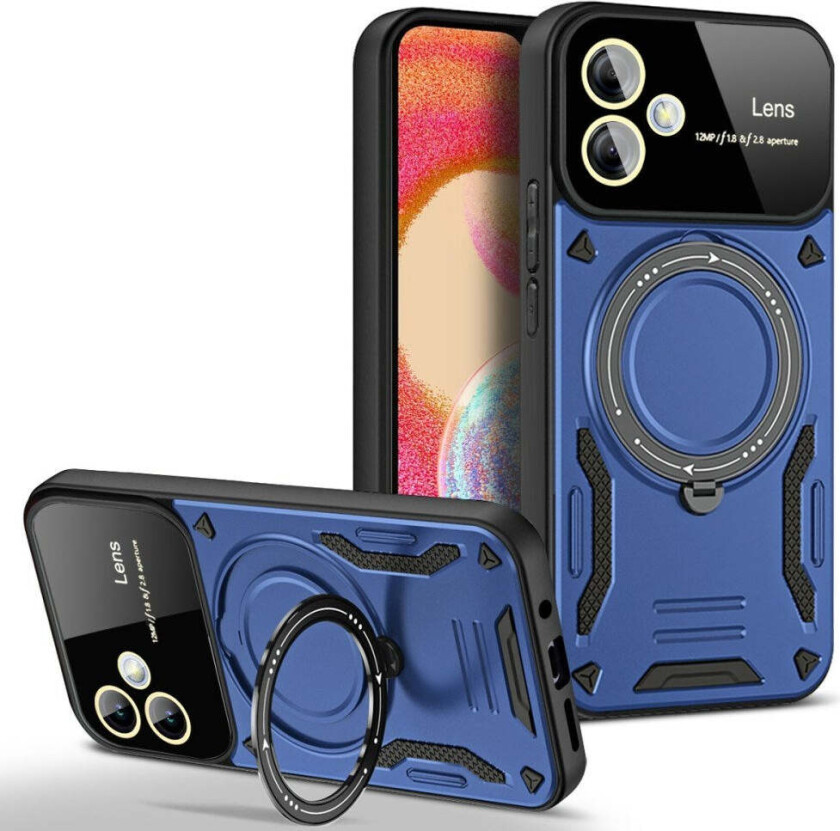 Samsung Galaxy A06 Hybrid Håndverker Deksel m. Roterende Kickstand - MagSafe Kompatibel - Blå