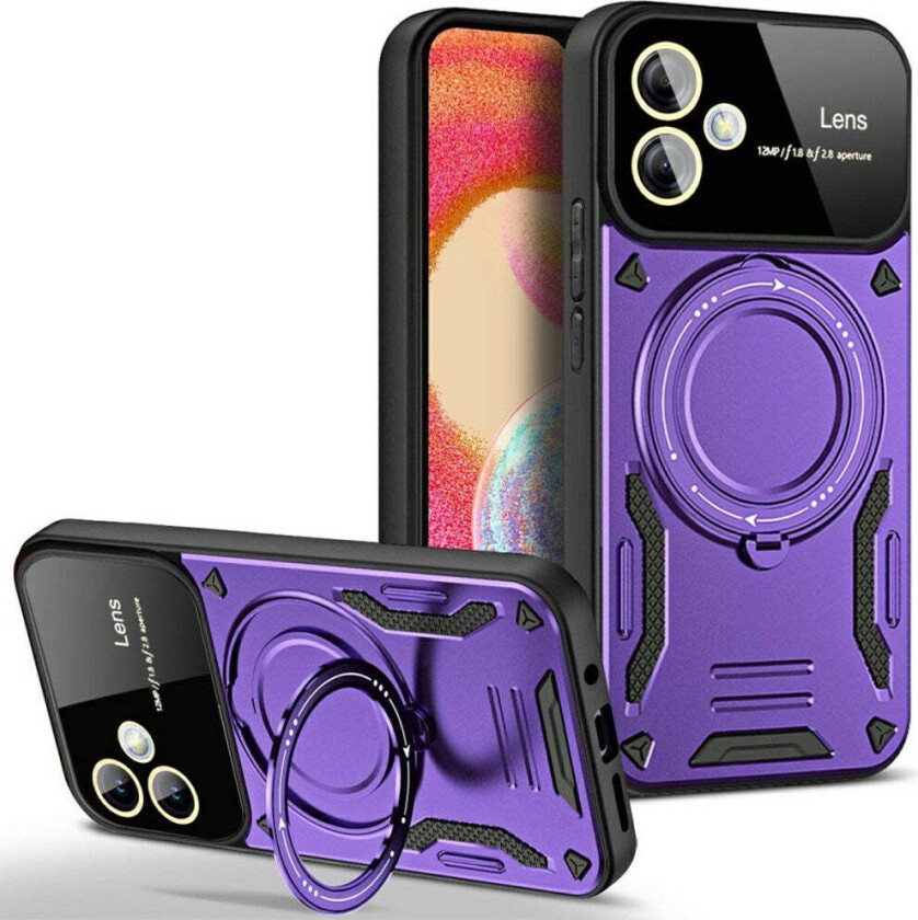 Samsung Galaxy A06 Hybrid Håndverker Deksel m. Roterende Kickstand - MagSafe Kompatibel - Lilla