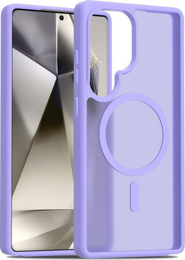 Samsung Galaxy S25 Ultra Matt Hybrid Deksel - MagSafe Kompatibel - Lilla / Gjennomsiktig