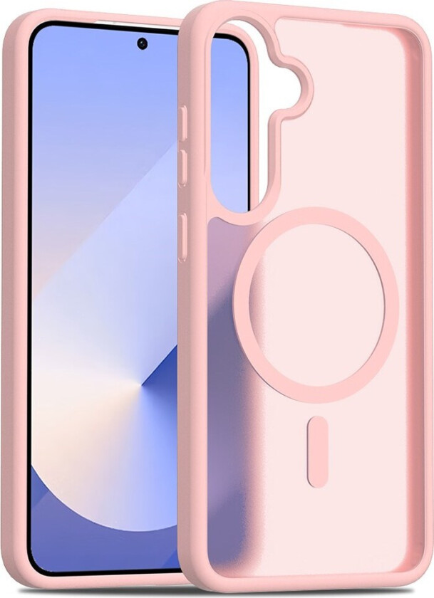 Samsung Galaxy S24+ (Plus) / S25+ (Plus) Matt Hybrid Deksel - MagSafe Kompatibel - Rosa / Gjennomsiktig