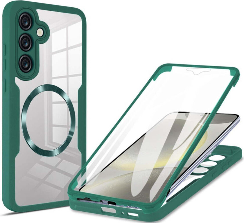 Samsung Galaxy S25 Deksel – Magsafe-kompatibelt med Innebygd Skjermbeskytter - Grønn