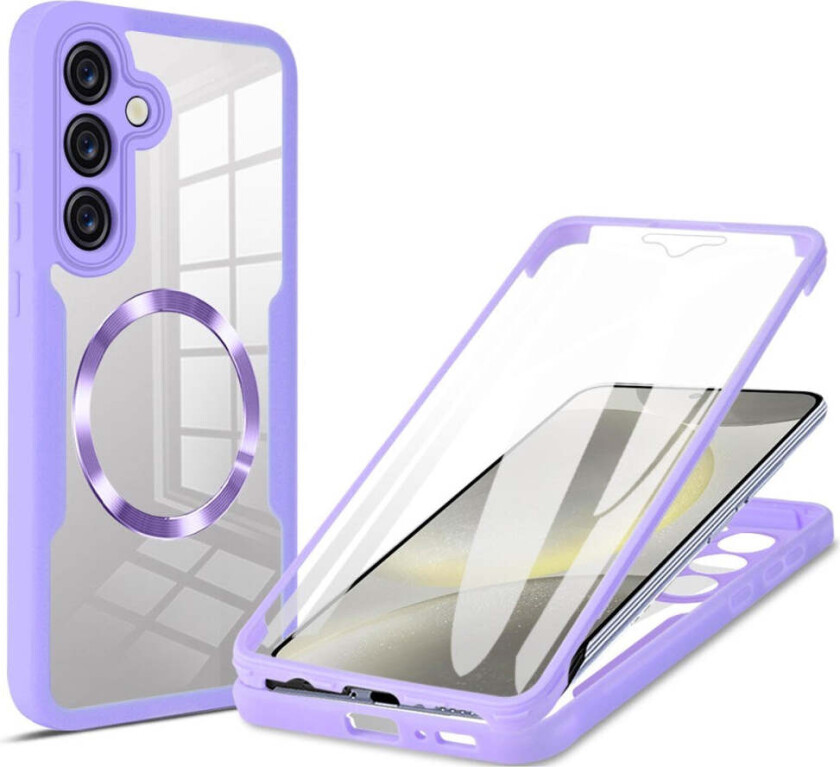Samsung Galaxy S25 Deksel – Magsafe-kompatibelt med Innebygd Skjermbeskytter - Lilla