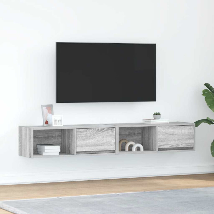 TV-benker 2 stk grå sonoma 80x31x25,5 cm konstruert tre