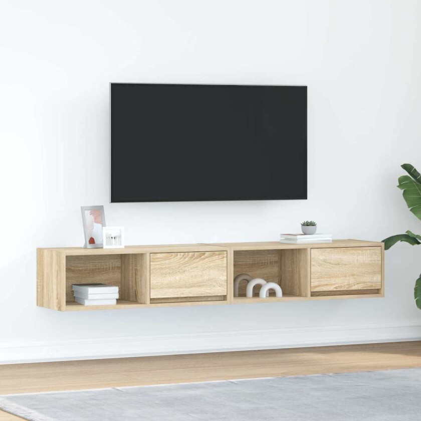 TV-benker 2 stk sonoma eik 80x31x25,5 cm konstruert tre