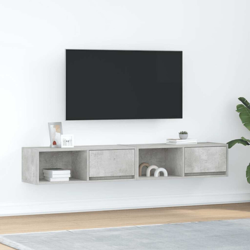 TV-benker 2 stk betonggrå 80x31x25,5 cm konstruert tre