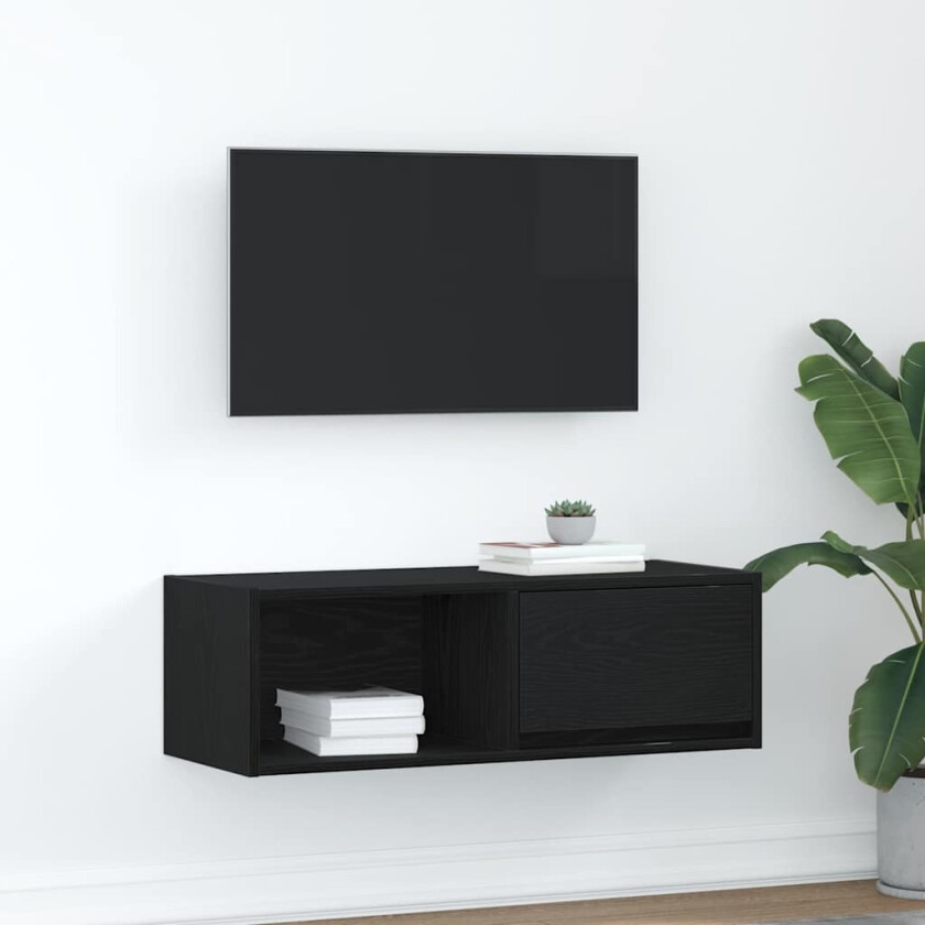 TV-benk svart eik 80x31x25,5 cm konstruert tre