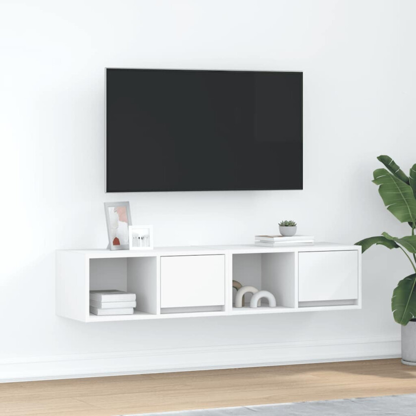 TV-benker 2 stk hvit 60x31x25,5 cm konstruert tre