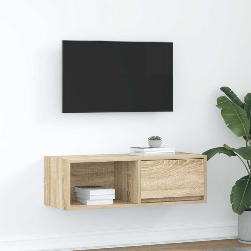 TV-benk sonoma eik 80x31x25,5 cm konstruert tre