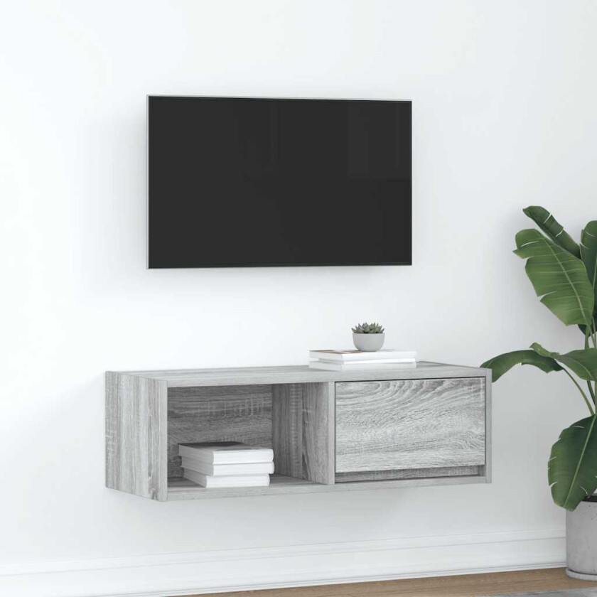 TV-benk grå sonoma 80x31x25,5 cm konstruert tre