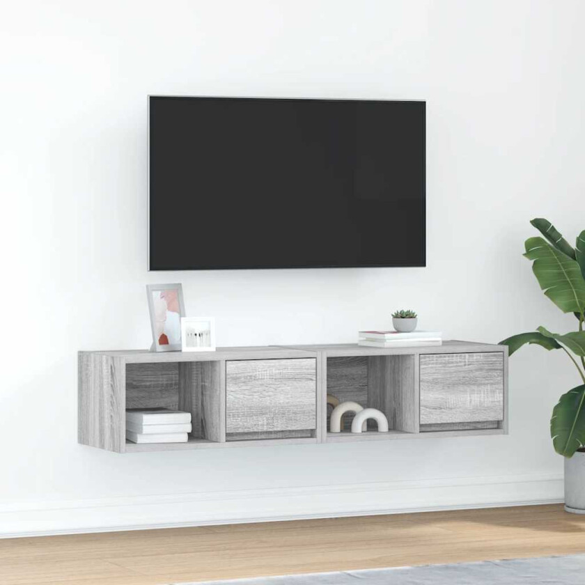 TV-benker 2 stk grå sonoma 60x31x25,5 cm konstruert tre