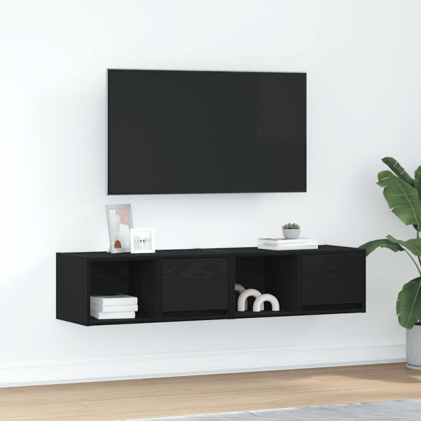 TV-benker 2 stk svart eik 60x31x25,5 cm konstruert tre