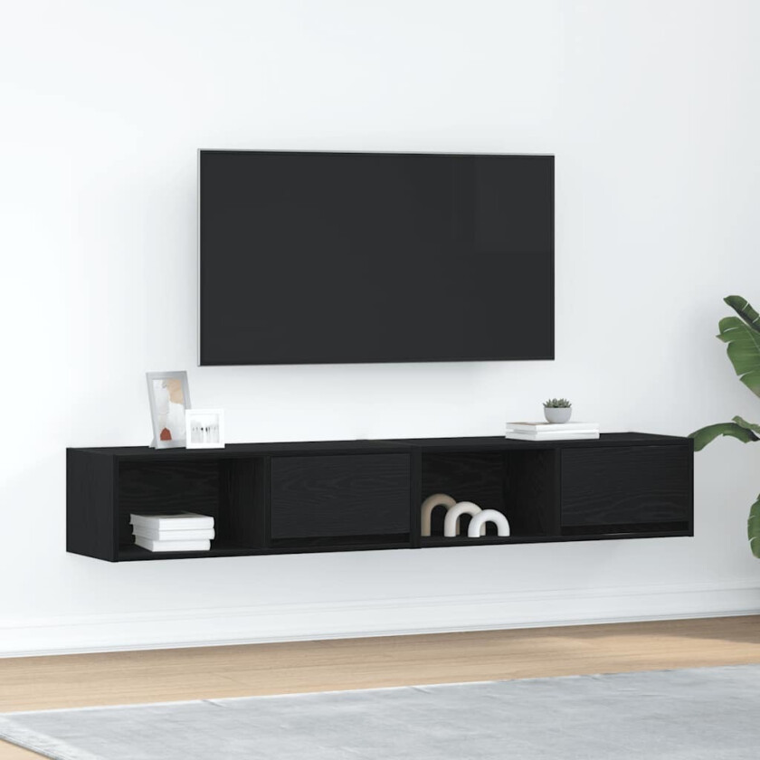 TV-benker 2 stk svart eik 80x31x25,5 cm konstruert tre